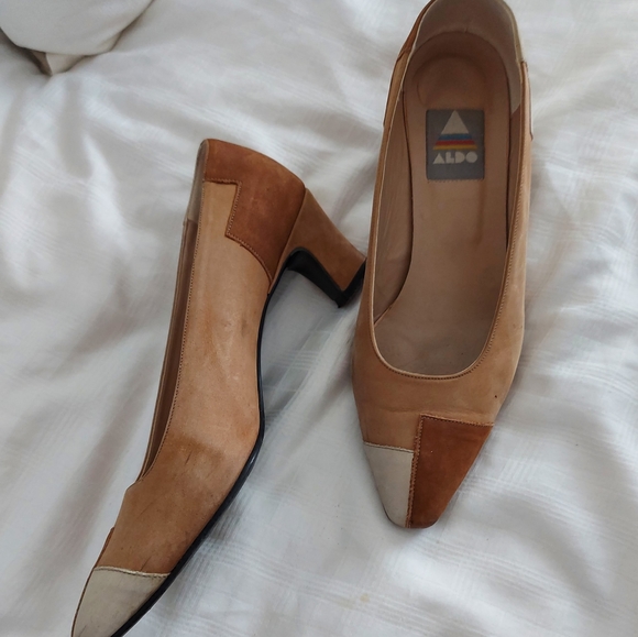 Vintage aldo | leather patchwork heels - Picture 2 of 9